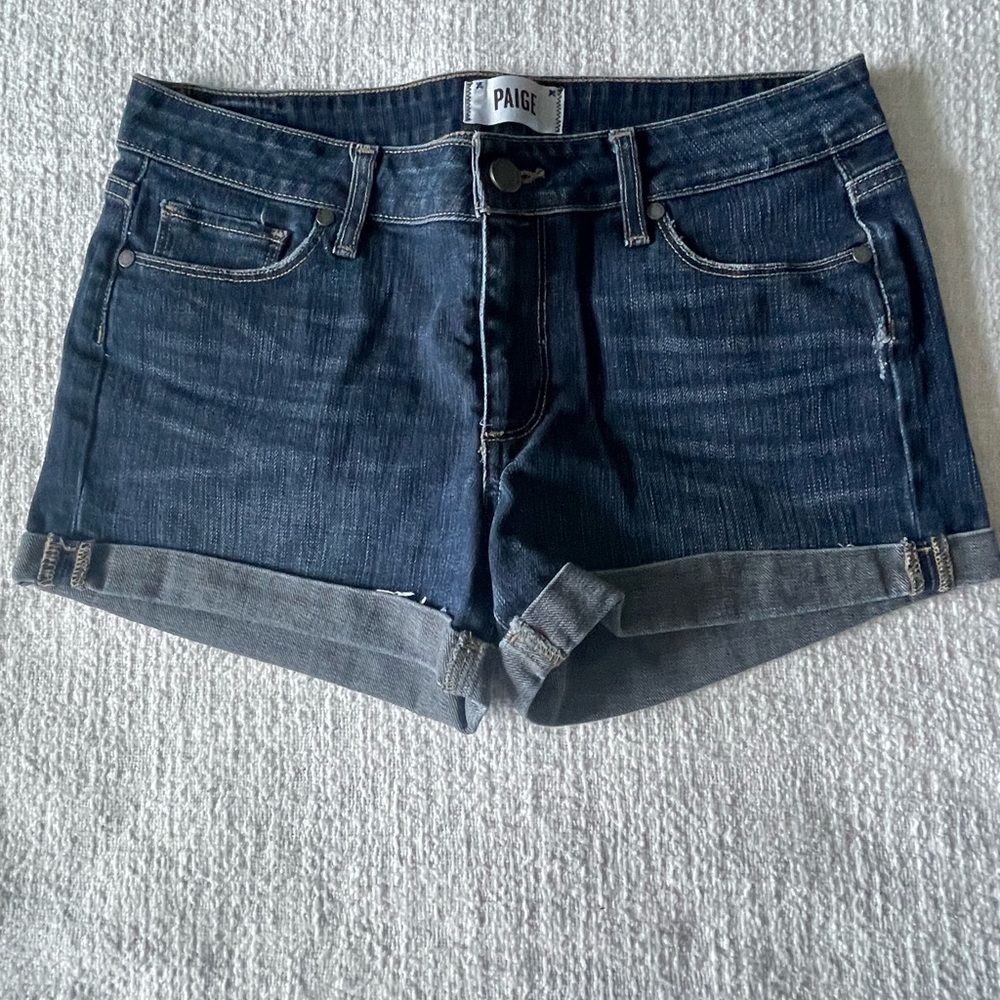 PAIGE Dark Wash Denim Jean Shorts